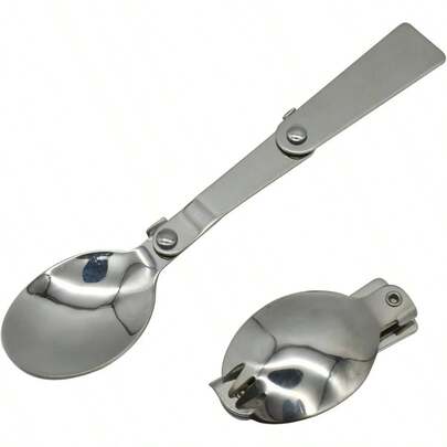 2 PCS Spoon And Fork Foldable Stainless Steel SUS 1810304Salad Spork Portable Camping Outdoors