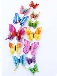12pcs/Set PVC Butterfly Sticker, Modern 3D Room Decorating Creative Butterfly Sticker For Home, Stickers, Wall Decal, Vinyl Decal For Home Decorations, Spring Decoration Items Refresh Your Home, Rama Decoration Stickers School Decor School Surprise Dormitory Decor Back To School School Supplies - Nhiều màu - Xem 5
