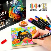 96 Colors Acrylic Marker Pen Set, Quick Drying And Fade Resistant, Suitable For Painting, Illustration, Handicraft Creation, Coloring Books, And Other DIY Projects. Applicable To Paper, Fabric, Wood, Stone, Plastic, Glass, Ceramic, Pumpkin, Metal And More. This Acrylic Marker Pen Set Is Suitable For Children, Students And Adults, Also An Ideal Gift For Easter, Thanksgiving, Halloween, Christmas