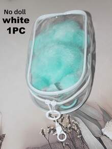 1pc Cute Plush Doll Storage Bag, Transparent Portable Protective Pouch To Hang On Bags/Luggage, Waterproof PVC Material, Fashionable Protective Case (Doll Not Included)