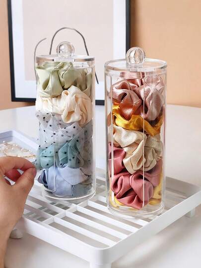 2 piezas/1 pieza Estante de almacenamiento transparente para accesorios para el cabello, organizador de pinzas para el cabello, caja de almacenamiento redonda para accesorios para el cabello, caja de almacenamiento de cosméticos, almacenamiento y organización de accesorios para el cabello de mujeres para dormitorio y baño, impermeable con tapa, regalo de Navidad y Halloween, regalo festivo, regalo de cumpleaños, organización del hogar de otoño/invierno