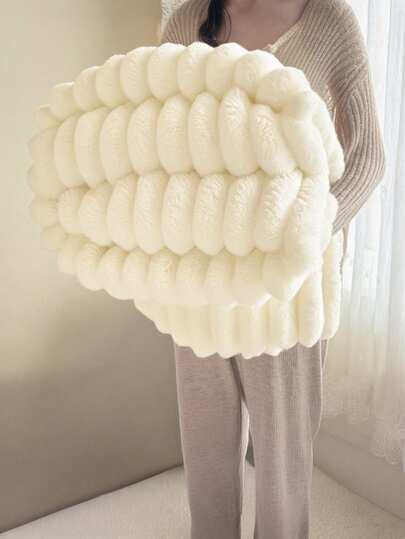 1 Throw Blanket, Bedding, Cozy And Warm Blanket, Super Skin-Friendly And Breathable, Lightweight Soft And Comfortable, White, Minimalist And Stylish Design, Suitable For Sofa, Bedroom, Living Room, All-Around Comfort, Travel Use, Nap Blanket, Multiple Sizes Available, Machine Washable, Room Decor, Winter Decor