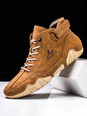 Salkin Nya handgjorda herrstövlar med resårband, bekväm slip-on-design, designersportskor, herrskor för utomhusbruk, prisvärd märkeskänsla, mångsidiga platta skor för daglig pendling, halkfria slitstarka läderskor, herrkängor med körstil, julklapp, mjuka, bekväma och andningsbara vår-/höstskor, plus size herrskor, beställ en storlek större då den är liten i storleken