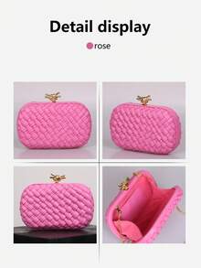 2025 Fashionable New Women's Clutch Bag, High-End Niche Design Woven Bag, Elegant Evening Bag, Handheld, Shoulder, Crossbody Chain, High-Quality Exquisite Small Bag - Multicolor - View 11