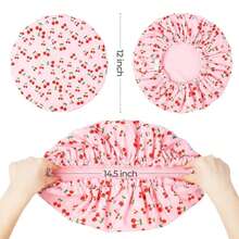 Gorro de ducha impermeable 3 en 1 para mujer, gorro de baño de pelo de fibra ultrafina absorbente de poliéster ajustable, gorro para dormir LZMR - 1 pieza rosa - Ver 3