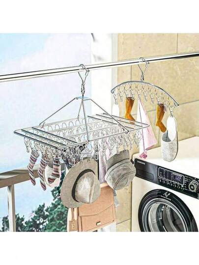 Varal 20/30/40 Prendedores Roupa Bebe Calcinha Cueca Dobrável Inox Moda Monkey