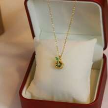 Women's Elegant Cute Lemon Pendant Necklace - Gold Tone Chain With Green Embellishments, Suitable For Daily And Party Use, Jewelry Gift, Perfect For Layering All Year Round, Exquisite Craftsmanship, Essential For Fashion Enthusiasts - 金色 - 查看 8