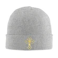 IC XC NIKA Unisex Orthodox Church Cross Knitted Hat - Winter Warmth, Gold Greek Letters And Cross Design, Soft Acrylic Knit, Suitable For Church, Greek Orthodox Church, Church Clothing, Sports Style, Durable Structure, Faith Apparel - 黑色 - 查看 7