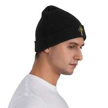 IC XC NIKA Unisex Orthodox Church Cross Knitted Hat - Winter Warmth, Gold Greek Letters And Cross Design, Soft Acrylic Knit, Suitable For Church, Greek Orthodox Church, Church Clothing, Sports Style, Durable Structure, Faith Apparel - 黑色 - 查看 4