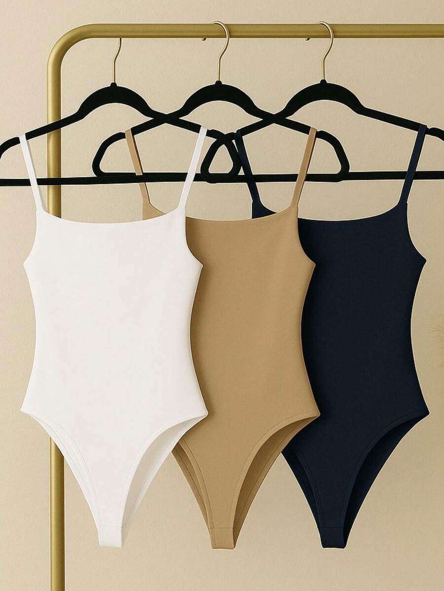 Body Bori Collant Feminino Básico De Alcinha Decote Reto Com bojo Sem Transparência Com Elastano Casual Básico Versátil Macio Primavera Verão Em Alta Moda Gringa Blogueira Barato