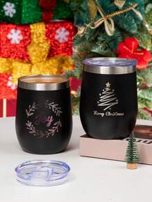1PC Christmas Mug,Insulated Design,Black Christmas Tree Pattern,Keeps Drinks Hot Or Cold For A Long Time,Perfect Holiday Gift,Suitable For Coffee,Tea,Hot Chocolate,Suitable For Home,Office,And Travel,Holiday Theme Design,Durable Construction,A Must-Have For Coffee Lovers,Reusable,Dual-Use For Hot And Cold - Multicolor - View 7