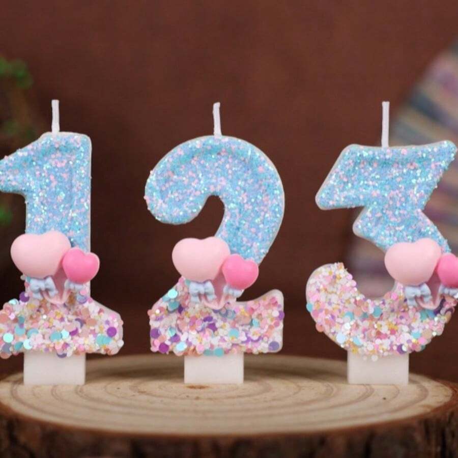 1个浪漫粉蓝气球数字蜡烛(数字0-9可选)| 生日蜡烛、婚礼蛋糕装饰、创意浪漫氛围提升蜡烛、DIY手工蜡烛 | 适用于生日派对、婚礼庆典、情人节和成人礼 - 彩色 - 查看 1