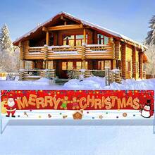 1 pieza Bandera de decoración navideña, fondo de tela con estampado de Papá Noel, muñeco de nieve, árbol de Navidad y hombre de jengibre, para decoración de fondo de fiesta de Navidad, decoración colgante de valla de pared navideña, decoración colgante de patio y jardín navideño, suministros para eventos y fiestas navideñas en el hogar - Multicolor - Ver 18