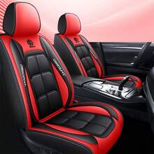2 PACK Leather Seat Cover Universal Fit Front Seat Covers Waterproof Breathable Seat Covers Car Protector For Most Sedans SUV Pick-Up Truck (Black&Red) - 紅色 - 查看 10