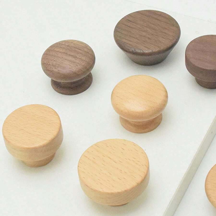 1个蘑菇形橱柜门把手，北欧简约衣柜橱柜抽屉鞋柜实木单孔拉手 - 彩色 - 查看 1