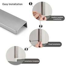 Kitchen CabinetsSatanga Brushed Nickel Pack of 2 Edge Finger Pull for Cabinets Kitchen Concealed Aluminum Hidden Bar Pulls Drawer Pulls Easy to Install 3.15 inch Overall LengthKitchen Cabinets - cepilladonquel - Ver 3