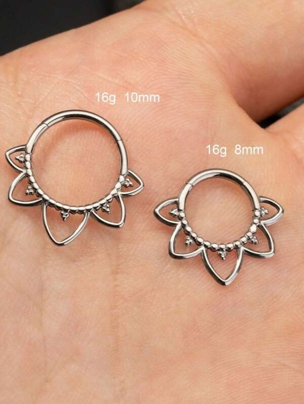 1PC 16G Implant Grade Titanium Flower Petal Daith Clicker/Septum Jewelry/Hinged Daith Hoop/Cartilage Hoop/Helix Hoop/Tragus Hoop/Conch Piercing