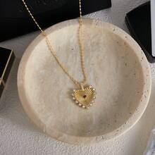 S SHOPBOHO 1 pezzo Collana con ciondolo a forma di cuore con texture a raggiera dorata, gioiello romantico e iconico per le donne