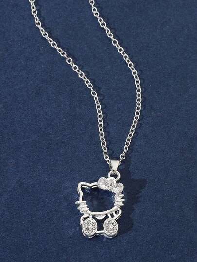 SANRIO Cute Hello Kitty Alloy Pendant Necklace, Casual Wear And Great Gift