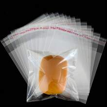 Self Sealing Cookie Bags, 100Pcs 5x5 Inches Clear Resealable Gift Wrap Cellophane Bags For Packaging Candy Treat Goodie Favors And Cookies Gift Giving - Self Adhesive Wrappers - 4x4英寸 - 查看 1