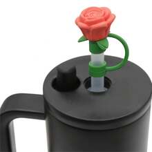 10mm Cute Flower Silicone Straw Cap, Dust-Proof Rose Straw Sleeve, Cartoon Water Bottle Straw Accessories, Valentine's Day Gift - Multicolor - View 8