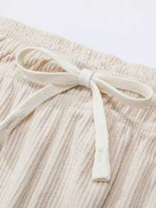 加大码男士灯芯绒宽松直筒裤，纯色休闲街头风长裤，适合春秋季穿着 - 杏色 - 查看 3