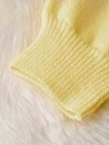 Women's Elegant Pink & White Colorblock Hooded Cardigan Sweater - Loose Fit Short Length With Front Button Closure, Soft Stretch Fabric, Cozy Fall Winter Jacket For Casual & Semi-Formal Outfits, Casual Attire, Comfortable Fabric, Stretchy Material, Stylish Knitwear, Office Wear - 黃色 - 查看 3