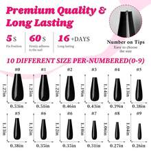 100pc Colored Coffin Press On Nails Long Ballerina False Fake Nail Tips Full Cover Manicure Design Acrylic Nails For Women Teen FFgirls (Black){Inchcolor_nameinch:InchBlackinch} - Black - 查看 6