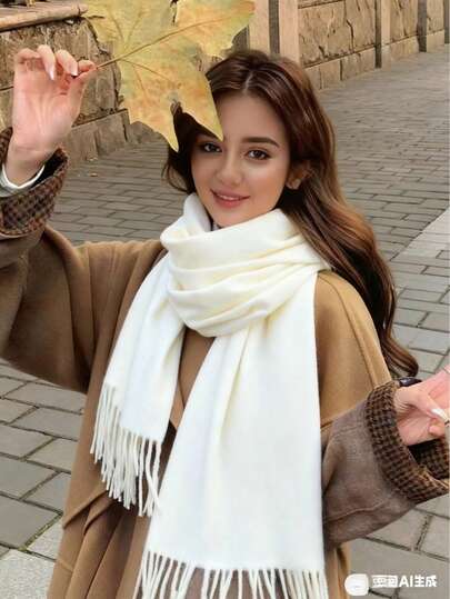 1 Elegante bufanda tipo poncho para mujer, estilo Maillard, nueva versión coreana, estilo Ins, capa cálida, chal, atmósfera, bufanda para estudiante universitaria