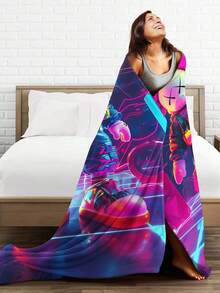 Kawss Kawaii Kaw Blanket Cartoon Print Flannel Blanket - Ultra Soft Anime Throw, The Thoughtful Gift For Christmas, Birthday, Halloween, For Sofa, Camping & Travel Comfort - màu đen - Xem 5