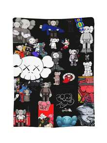 Kawss Kawaii Kaw Blanket Anime Themed Comfort Blanket - Soft Flannel Throw, Perfect Gift For Fans, For Christmas, Birthday, Halloween, For Cozy Home Use & Camping Trips - Black - View 3
