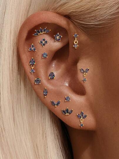 1 st lila strass örhängen i 925 sterlingsilver för kvinnor örhängen droppörhängen piercing lämplig för fest lämplig för årsdag fina smycken