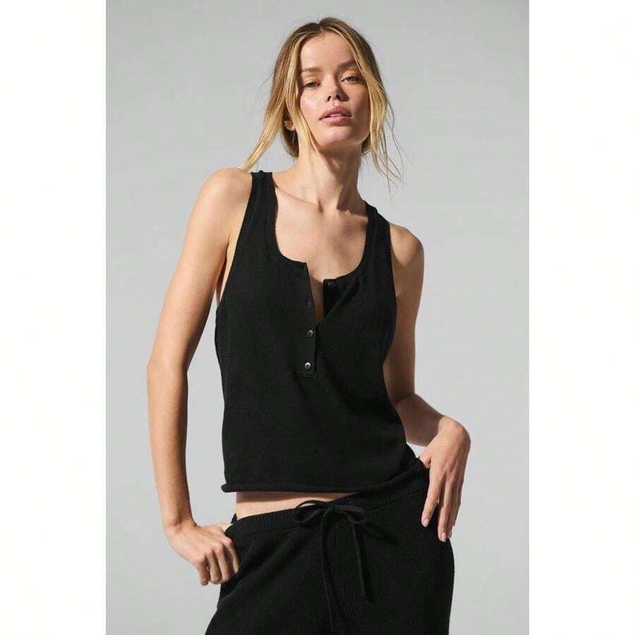 Alo Yoga Sweater Henley Tank - Ivory | | Pilates Set - màu đen - Xem 1
