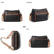 Bluome 7L Crossbody Purses For Women, Vegan Leather Shoulder Bag Handbags Medium Hobo Bag With Guitar Strap,Vacation Essentials&Back-To-School Essentials,Christmas Gifts - 主黑配棕 - 查看 7