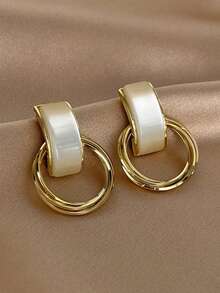 1 Paar minimalistische luxuriöse geometrische Vintage-Ohrringe, geeignet für den täglichen Gebrauch - Goldgelb - Übersicht 7