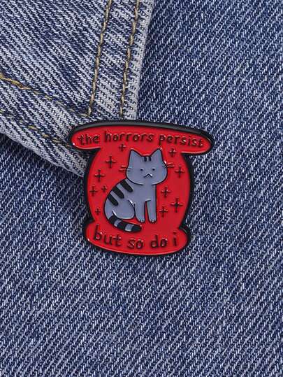 1pc Cute Grey Cat Enamel Needle Cartoon Animal Brooch Jewelry Clothes Backpack Accessories Jewelry Gifts For Friends