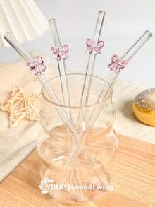 1/2/4/6/8 Piezas Conjunto de Pajitas de Vidrio Reutilizables con Decoración de Corazón Rosa, Pajitas de Vidrio Curvas Claras y Lindas con Cepillo de Limpieza, para Vasos de Agua, Accesorios de Cocina, Decoración de Pajitas, Bebidas Frías, Leche, Té, Café, Batidos, Cocinas, Restaurantes, Fiestas de Cócteles, Regreso a Clases, Regalos Divertidos para Novias/Novios, Padres, Amigos, Suministros Navideños, Año Nuevo, Día de San Valentín. - Rosa D - Ver 11