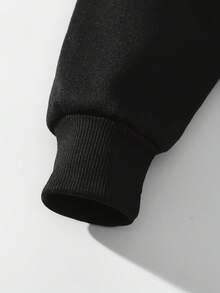 [Plus-Size Sports Sweatshirt]Women's Hoodie With 'WICKED' Text And Star Design- Black Casual Pullover With Pockets, Geometric Pattern, Long Sleeves And Hood, Suitable For Autumn And Winter, Casual Wear Hoodie |   Fashionable Casual Hoodie |   Comfortable Fit Hoodie |   Relaxed Fit |   Plus Size - 黑色 - 查看 6