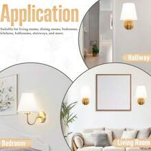 2个现代简约布艺灯罩，RGB可充电LED灯泡，可调节遥控器，电池供电，E27/E26灯座，安装简便，可拆卸，定时功能，适用于客厅、走廊、餐厅、卧室装饰照明 - 彎管壁燈 - 查看 6