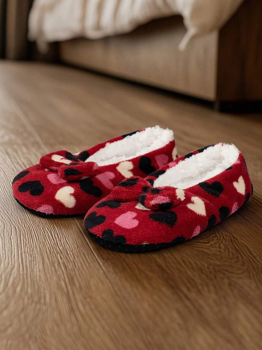 Women's Indoor Slippers, Simple House Slippers - Red - View 1