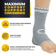 Ankle Support Brace - Breathable - Men, Women, Right Or Left Gray, Size XS, 1 Unit - X-Nhỏ (Gói 1) + Xám - Xem 4