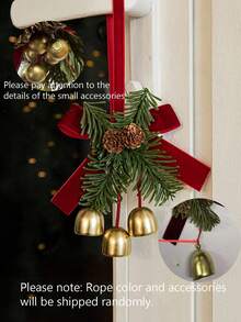 1pc Stainless Steel Holiday Tree Decoration With Bow And Bell Ornament, Durable And Easy To Install Festive Accessory,Hanging Door Bell Rustic Christmas Bells For Door Tree Wearth Decorations