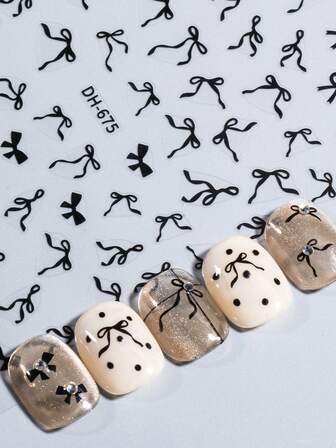 Adesivi per unghie a fiocco 3D per San Valentino, adesivi per unghie a fiocco dorati, adesivi per unghie a fiocco semplici e versatili a fascia piatta, adesivi per unghie a motivo fiocco, adesivi per unghie a motivo fiocco a nastro, adesivi per unghie a motivo fiocco carini, adesivi per unghie a motivo fiocco a nastro, adesivi per unghie a motivo fiocco in nero, bianco, oro e argento, adesivi per unghie a motivo fiocco alla moda e dolci in stile Y2K