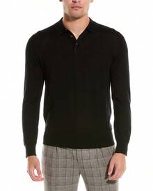 Bruno Magli Wool Polo Sweater - Black - View 2