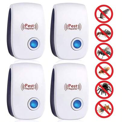 4 paquetes /8 paquetes de repelente de insectos ultrasónico - control efectivo de plagas en interiores para el hogar, cocina, oficina, hotel y almacén - repelente de insectos