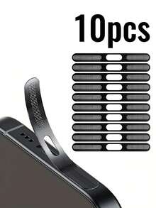 10pcs Ultra-Thin Self-Adhesive Metal Dust-Proof Speaker Mesh Protector Film Compatible With IPhone 17/17 Air/17 Pro/17 Pro Max/16/16 Pro/16 Pro Max/15/14/13, Protect Earpiece And Charging Port, Ensure Sound Quality, Easy Installation, Prevent Dust Entry Gifts For Mother, Family, Friends, Kids, Birthday, Holiday Phone Accessories Phone Charm - Black - View 20
