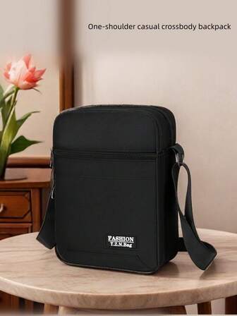 Stor kapacitet, moderiktig herrväska med en axel, diagonal axelrem, multifunktionell justerbar rem med dragkedja, praktisk förvaringsväska med flera fack