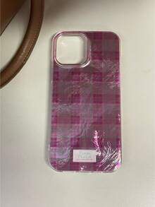 粉色格子图案可爱硅胶手机壳，适用于 16 Pro Max/17/12/14 Pro/15 Pro Max/13/XS Max，简约防震全包保护 - 粉色 - 查看 19