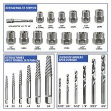 Juego de 26 piezas de extractores de tornillos y juego de brocas izquierdas, con adaptador hexagonal, herramienta de extracción de tornillos fácil de quitar para pernos pelados, dañados, oxidados - Plateado - Ver 2