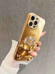 1pc Customized Name, Golden Apple Design Creative Phone Case Compatible With Samsung S24 Ultra/S25 Ultra And Apple 17 Pro Max/16 Pro Max/15 Pro/14 Plus/13 Pro/12 Pro Max/11/Xs Max/8/7/6 Plus, And /Redmi Phones, Suitable As Birthday Gift, For Girlfriend/Boyfriend Or Personal Use